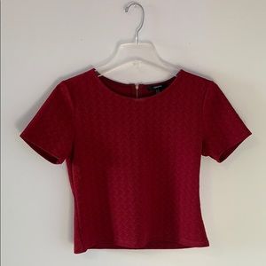 red dressy t-shirt with zipper on the back